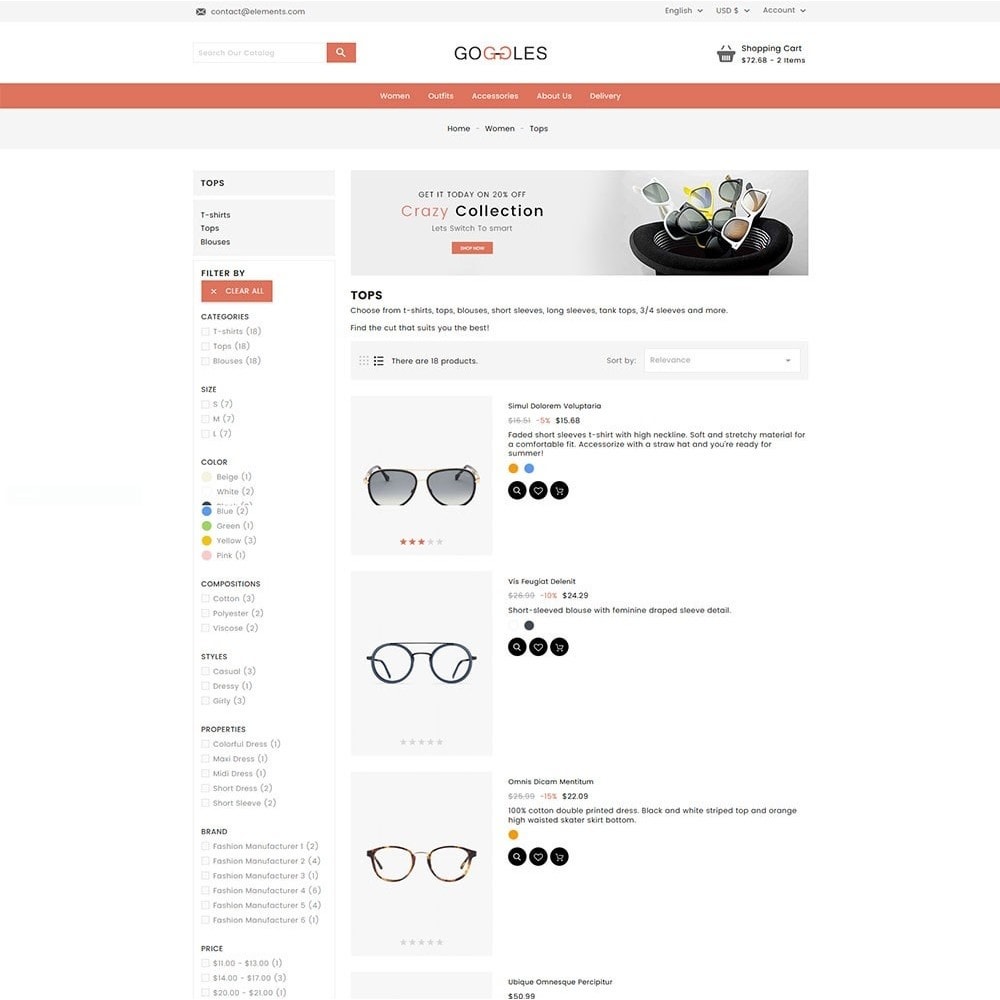 goggles online store prestashop addons