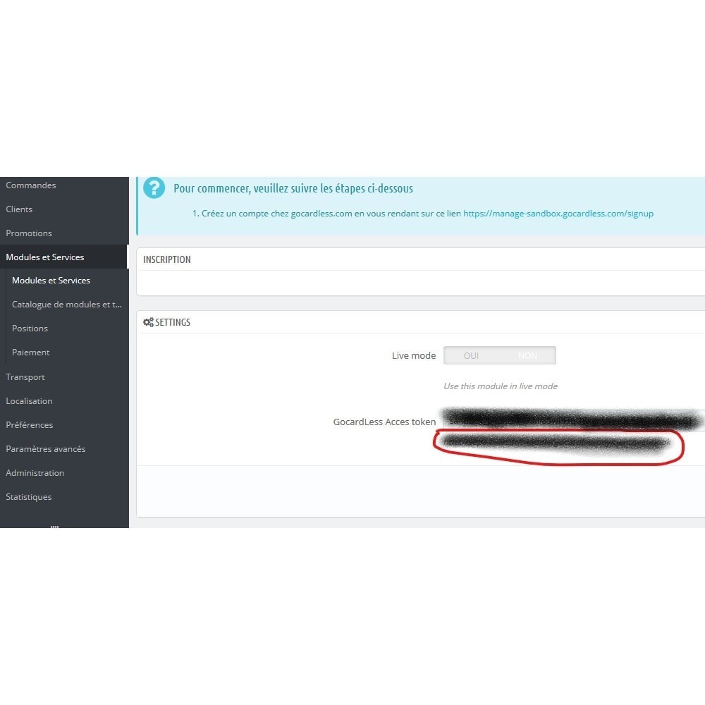 Sepa Gocardless levy (Direct bank Module Debit)