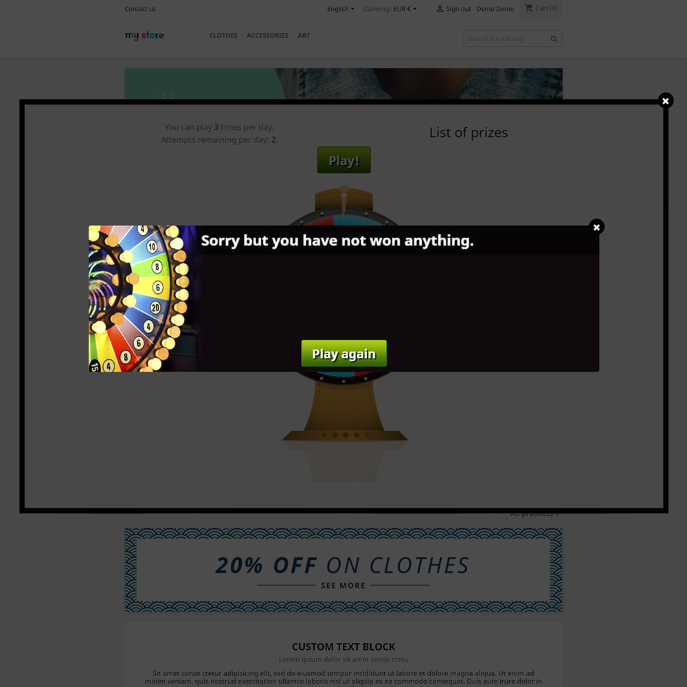 Wheel of Fortune, discounts and gifts to customers