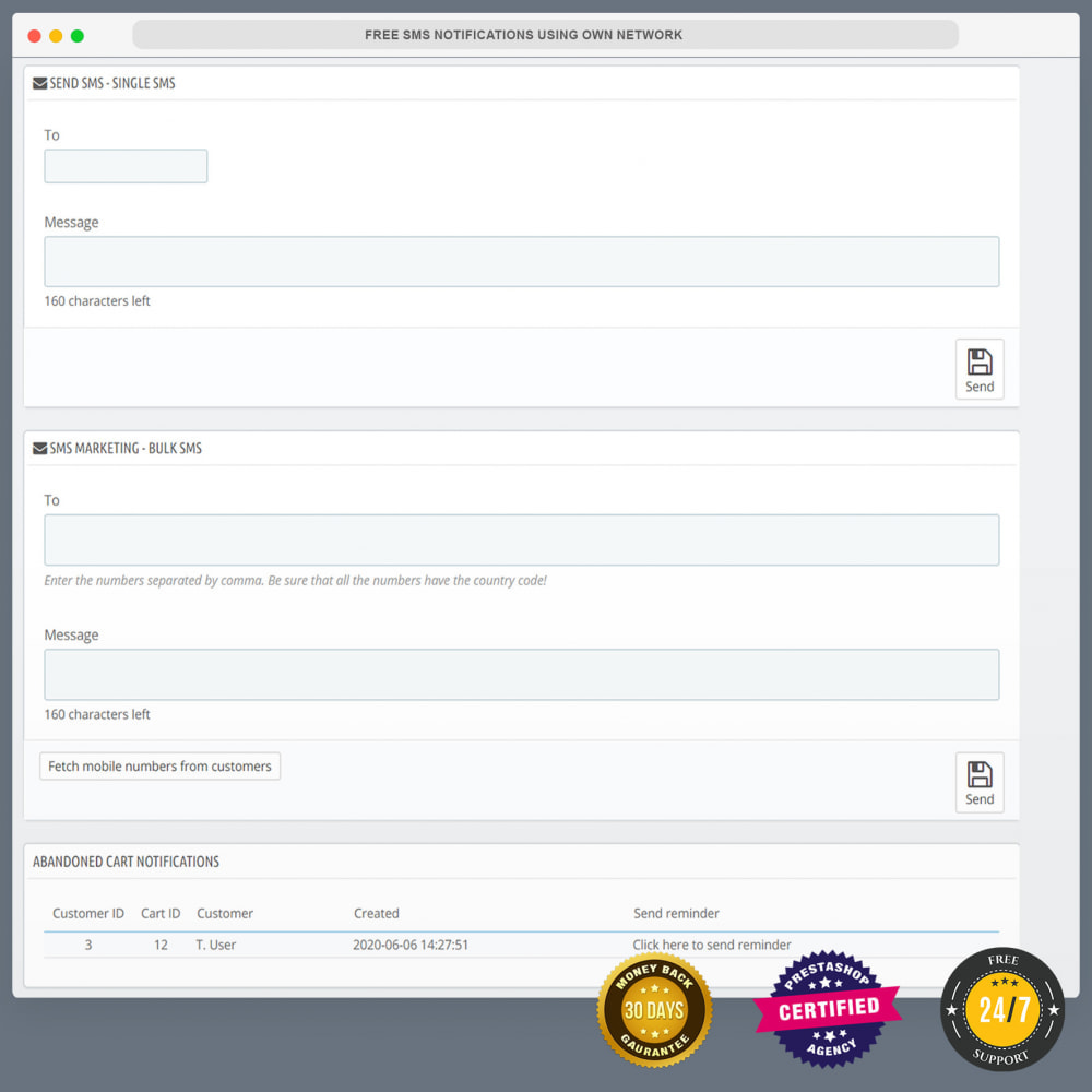 Free Sms Notifications Using Own Mobile And Sim Card Prestashop Addons