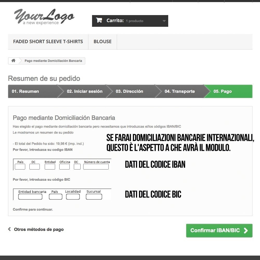 Addebito Diretto (bonifico Bancario) Internazionale - PrestaShop Addons