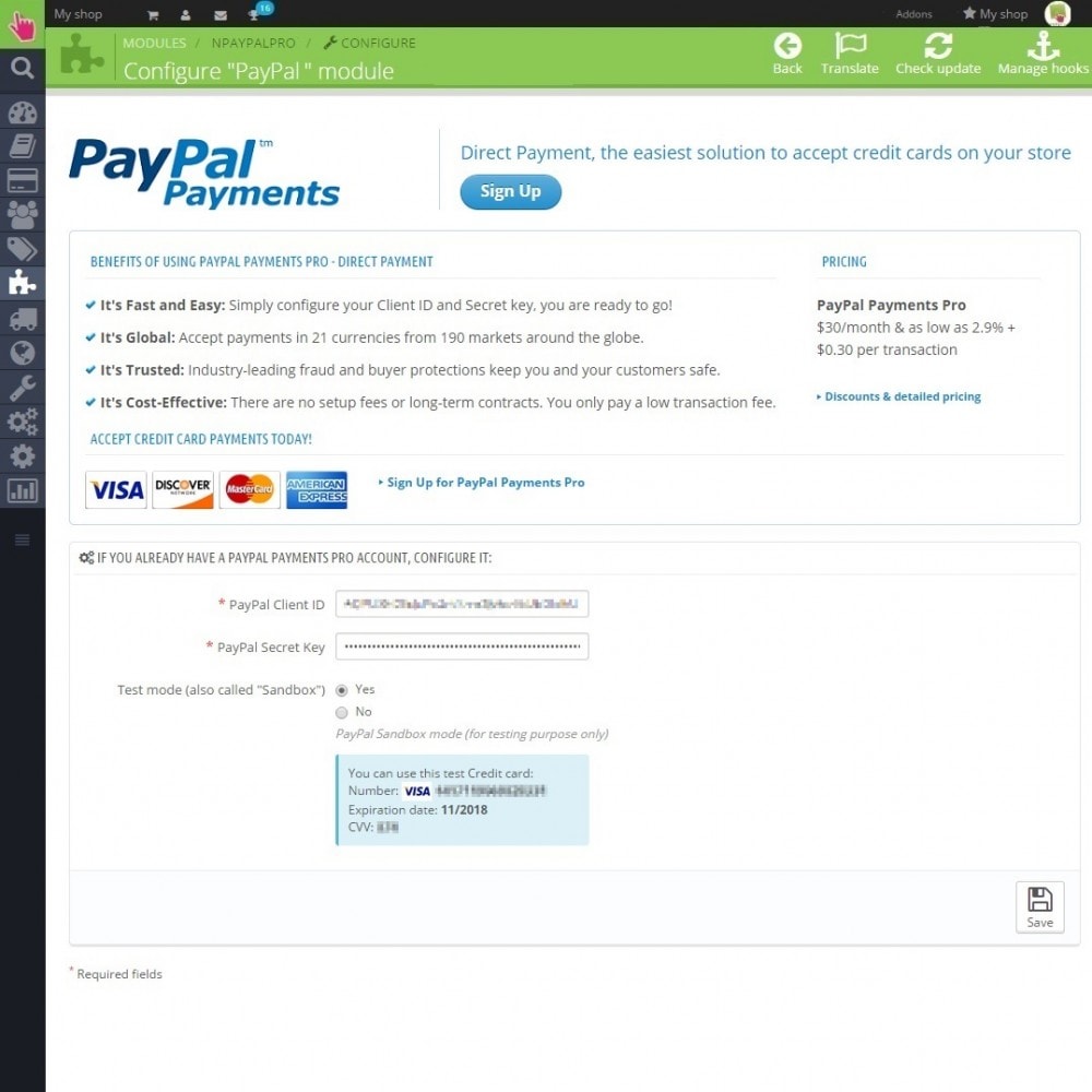 PayPal Direct Payments - PrestaShop Addons