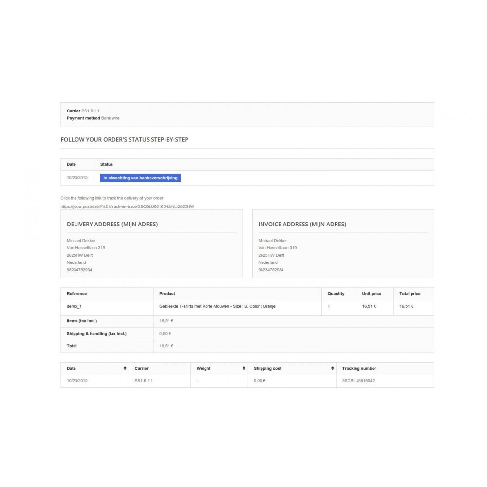 Postnl track and trace