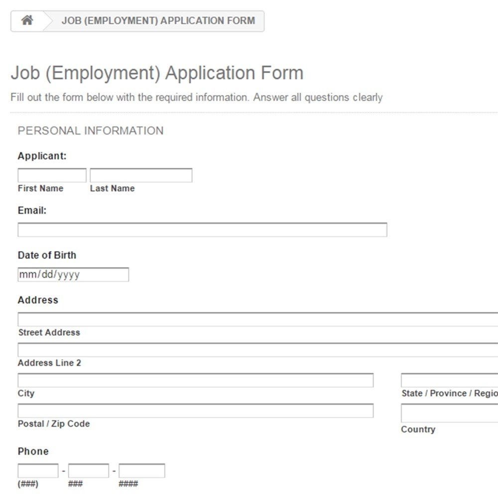 application for job kirklands form Job  (Employment)  Addons PrestaShop Application Form