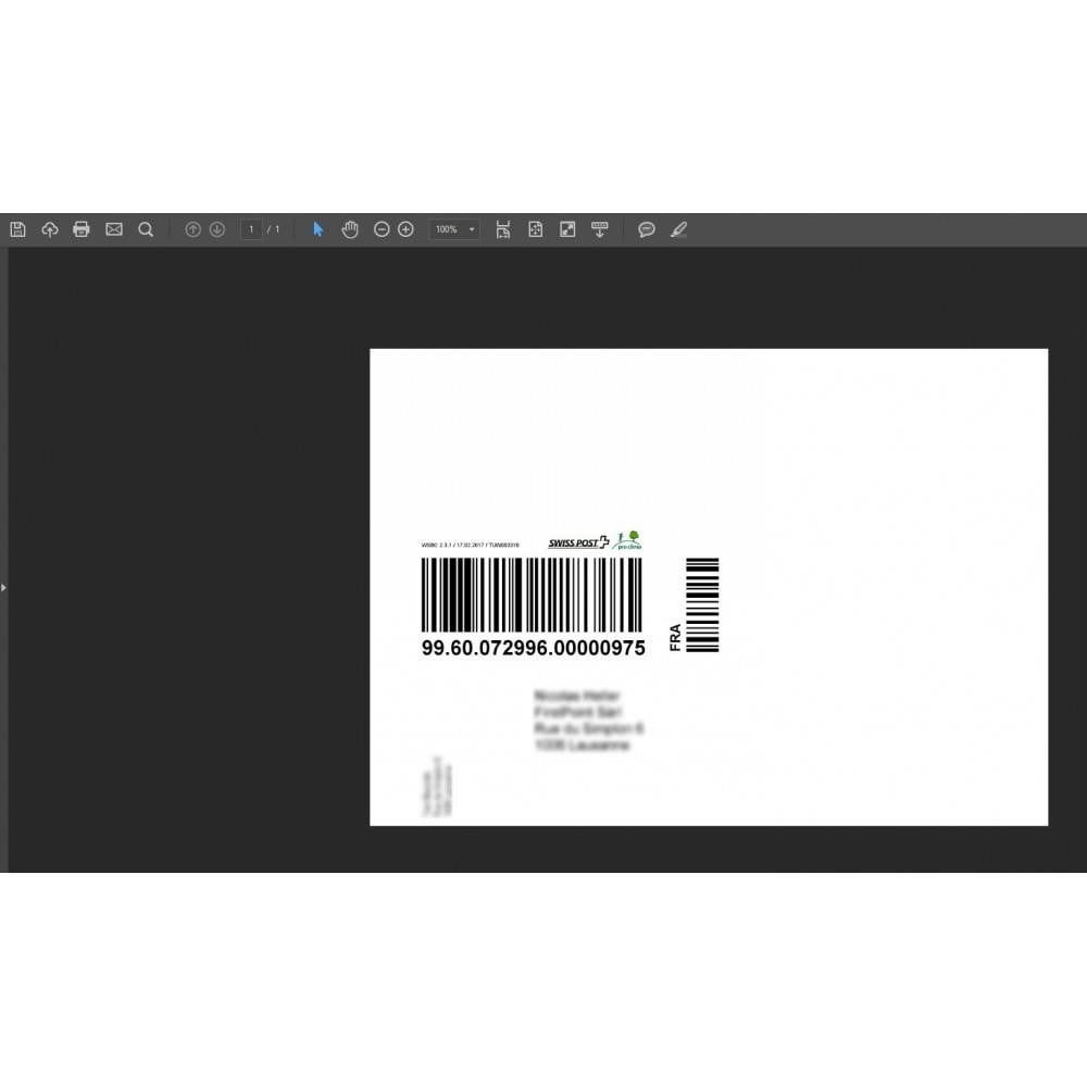 Module Poste Suisse Webservice Code à Barres étiquettes